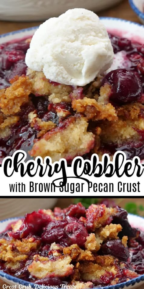 Fresh Cherry Cobbler Recipe, Homemade Easy Recipes, Fresh Cherry Cobbler, Easy Cherry Cobbler, Cherry Crisp Recipe, Tart Cherries Recipes, Crumble Recipes, Cherry Cobbler Recipe, Cobbler Crust