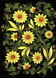 Russian Folk Art Painting, Russian Folk Art Flowers, Russian Floral Pattern, Folk Art Designs Pattern, Folk Art Flowers Floral Patterns, Folklore Painting, Russian Pattern, Folk Painting, Arte Folk