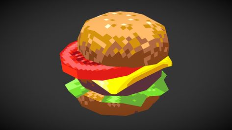 Messy Burger, Pixel Art Food, Low Poly Character, 3d Pixel, Game Textures, 3d Inspiration, Poly Art, Low Poly Games, Low Poly Art