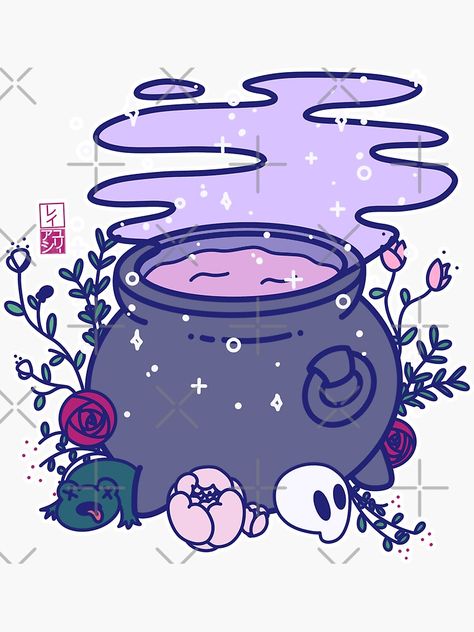 Kawaii Cauldron, Cauldron Drawing, Cute Cauldron, Cauldron Art, Arte Do Kawaii, Stickers Kawaii, Tumblr Stickers, Cute Kawaii Drawings, Kawaii Stickers