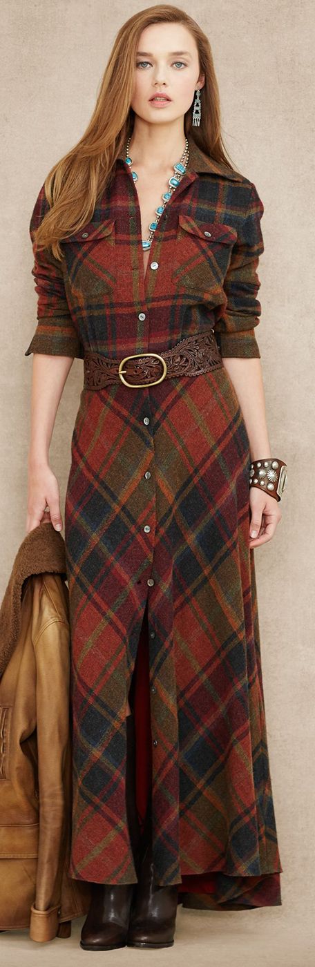 Ralph Lauren Blue Label Plaid Wool Cashmere Maxi dress Women's clothing outfit for fall winter designer fashion Rock Outfit, Plaid Shirts, Mode Boho, Blue Label, Ralph Lauren Blue, Hippie Chic, Plaid Dress, Tartan Plaid, Luxury Outfits