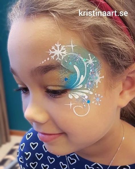 Ice Princess Makeup For Kids, Snowman Makeup Kids, Winter Wonderland Face Paint, Easy Winter Face Painting, Elsa Kids Makeup, Winter Face Paint Ideas, Frozen Face Painting Ideas, Winter Face Painting Ideas For Kids, Elsa Face Paint Easy