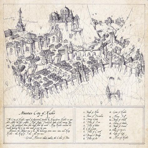 Mountain City Map, Cartographers Guild, Fantasy City Map, Fantasy Map Making, Dnd Inspiration, Map Making, Fantasy Town, Mountain City, Fantasy Stuff