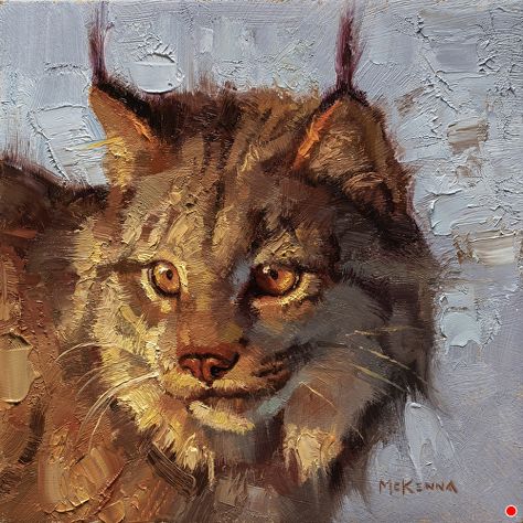 Lynx Study by Mark McKenna, Oil, 6 x 6 Pictures Of Cute Dogs, Cassandra Calin, Mark Mckenna, Wildlife Paintings, Grand Art, Painting Inspo, Art Refs, Cat Painting, Warrior Cats