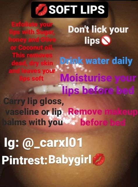 How To Get Soft Lips, Soft Lips Tips, School Aesthetic Ideas, Get Soft Lips, Highschool Tips, Mouth Hygiene, School Baddie, Clear Skin Face Mask, Pamper Night