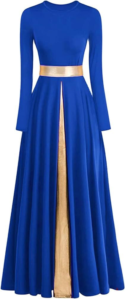 Amazon.com: ZX Praise Dance Modern Worship Liturgical Long Dresses for Women Metallic Color Block Church Robe Lyrical Dancewear Tag L, White : Roupas, Calçados e Joias Praise Dress, Praise Dance Outfits, Praise Dance Dresses, Lyrical Dance Dresses, Dance Garments, Worship Dance, Long Dresses For Women, Praise Dance, Dance Wear Ballet