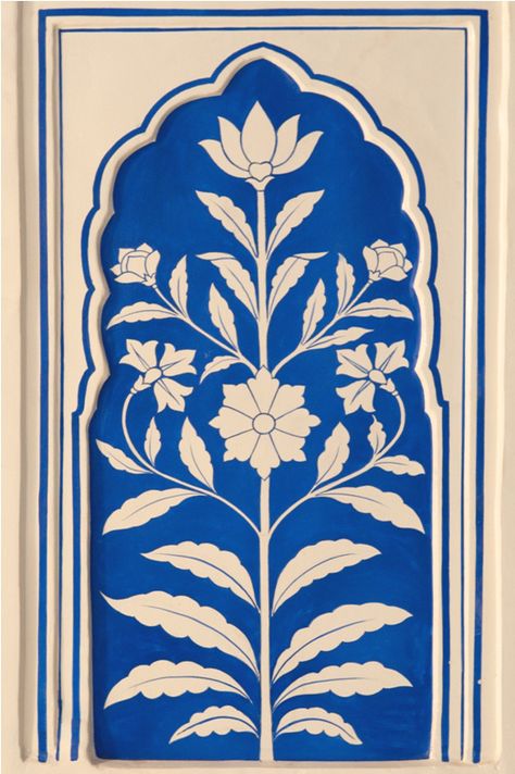 Embossed Wall Art, Blue Pottery Designs, Jharokha Illustration, Jaipur Art, Jaipur Motifs, Jaipur Illustration, Jharokha Designs, Jharokha Painting, Rajasthani Pattern