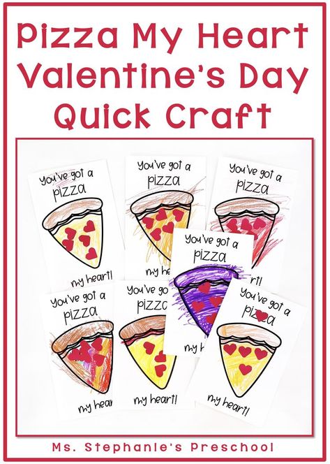 Pizza My Heart Printable Download Pizza Valentine, Valentine Pizza, Kids Pizza, Pizza My Heart, Preschool Art Projects, Valentine Craft, Substitute Teaching, Valentine's Day Crafts For Kids, Valentine Activities