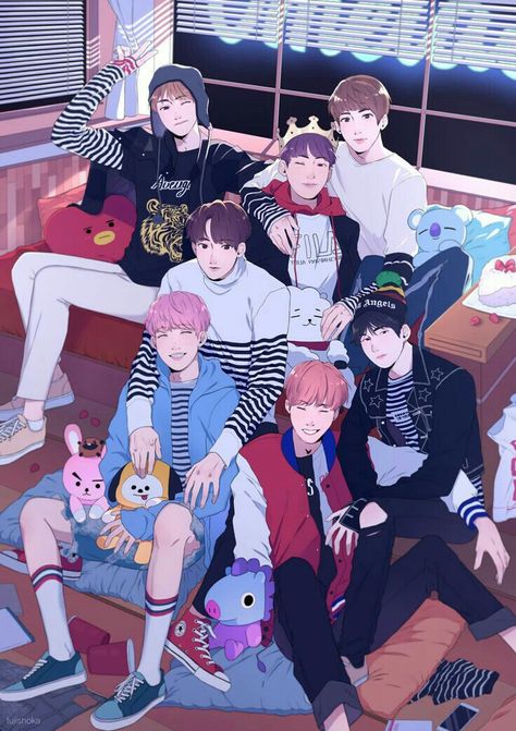 Bts Anime, Fanart Kpop, Fanart Bts, K Wallpaper, Kpop Drawings, Bts Drawings, Bts Chibi, Bts Group, Bts Fans