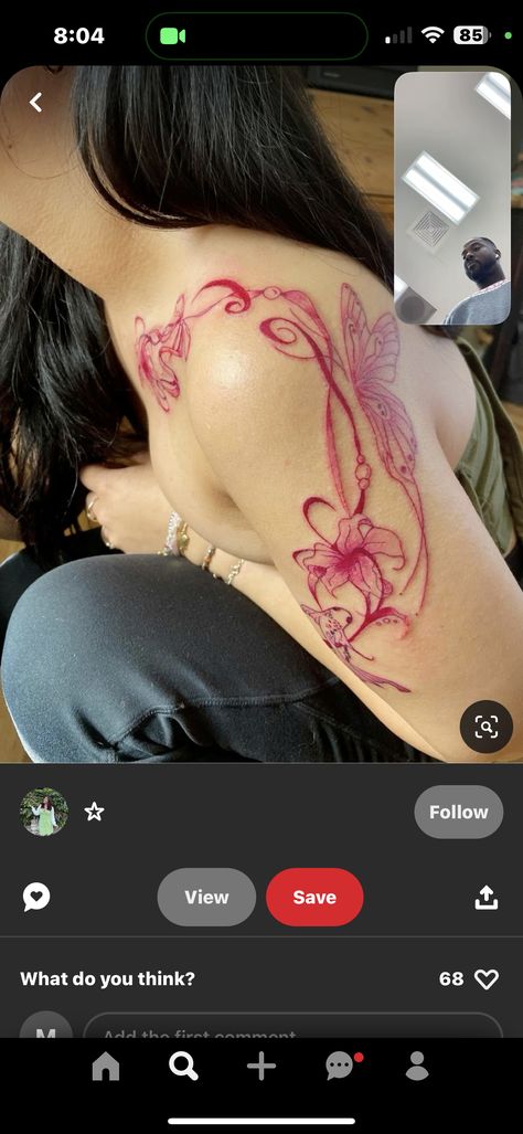 Floral Back Tattoos, Wrap Around Tattoo, Pink Tattoo, Pretty Hand Tattoos, Small Pretty Tattoos, Spine Tattoos For Women, Pretty Tattoos For Women, Tattoos For Black Skin, Red Ink Tattoos