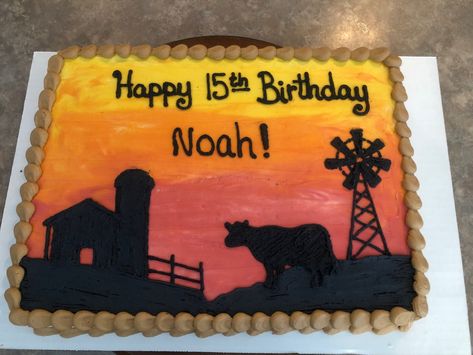 Farm Theme Sheet Cake, Farmer Birthday Cake, Farm Themed Cake, Farmer Birthday, Tractor Birthday Cakes, Cowboy Birthday Cakes, Cowboy Cake, Cake For Men, Cowboy Cakes