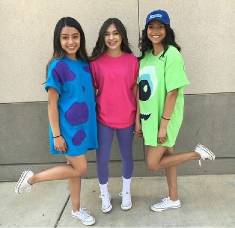 Trio Idea, Halloween Costume Teenage Girl, Monsters Inc Halloween Costumes, Teenage Halloween Costumes, Easy College Halloween Costumes, Best Group Halloween Costumes, Trio Costumes, Cute Group Halloween Costumes, Bff Halloween Costumes