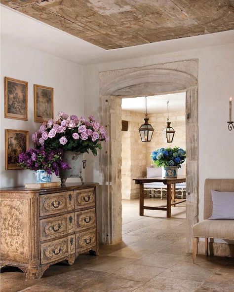 Pamela Pierce, Country Chateau, Lefroy Brooks, French Country Living, Stone Floors, French Country Living Room, Steel Windows, Feminine Romantic, Provence Style