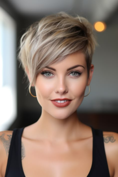 Chic Short Hair Styles, Short European Hairstyles Woman, 2024 Haircut, Long Pixie Hairstyles, Choppy Haircuts, Haircut Styles, Hair 2024, Blonde Pixie Cuts, Short Layered Haircuts