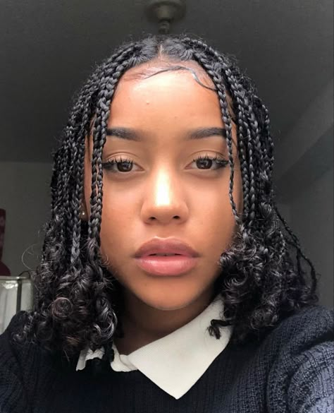 Cute Hairstyles Short Braids, Hairstyles For Black Women Short Hair Braids, Hairstyles For Short Hair Braids Black, Black Short Braided Hairstyles, Simple Hair Braiding Styles Black, Cute Braids Medium Length Hair, Natural Hairstyles No Braids, Crochet Shoulder Length Hair Styles, Braid For Short Curly Hair