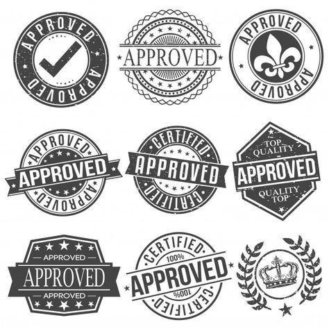 Approved certified warranty top quality stamp design retro Premium Vector Stamp Of Approval Logo, Business Stamp Design, Retro Stamp Design, Brand Stamp Design, Warranty Card Design, Logo Stamp Design, Certification Logo, Stamp Logo Design, Approved Logo