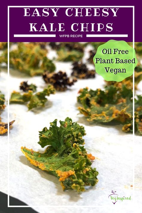 Easy Cheesy Kale Chips - VegInspired Cheesy Kale Chips, Kale Chip, Energy Bars Healthy, Kale Chips Recipe, Cheesy Chips, Chip Recipe, Crispy Kale, Kale Chip Recipes, Cheesy Snack