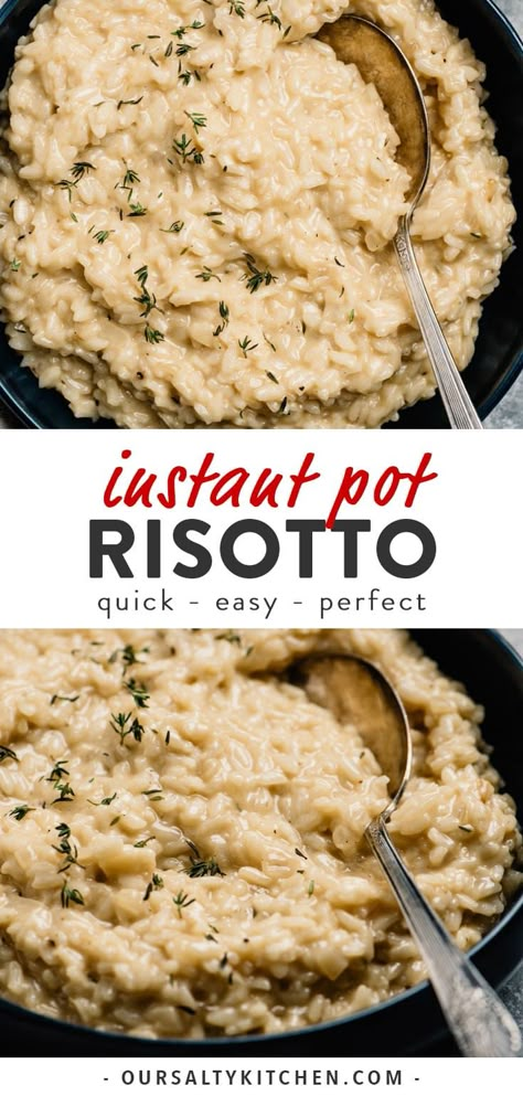 Did you know that you can make risotto in the instant pot? Pressure cooker risotto is perfect every single time, and it's the best quick and easy side dish for any occasion. Risotto is one of the easiest instant pot recipes for busy weeknights - ready in under 30 minutes, with the ultimate rich and creamy texture. #instantpot #instantpotrecipes #risotto #sidedish #healthyrecipes #glutenfree #vegetarian Rice Recipes For Dinner Side Dishes Instant Pot, Ip Risotto Recipes, Instant Pot Recipes Risotto, Insta Pot Risotto Recipes Easy, Instapot Rositto, Spinach Risotto Instant Pot, Instant Pot Risotto Recipes Easy, Instapot Risotto Recipes Easy, Chicken Risotto Instant Pot