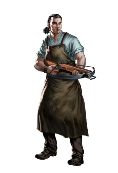 Male Human Commoner with Crossbow - Pathfinder PFRPG DND D&D 3.5 5E 5th ed d20 fantasy Dnd Merchant, Dnd Peasant, Fantasy Merchant, Pathfinder Character, Dungeons And Dragons Art, Fantasy Role Playing, Heroic Fantasy, Human Male, Dungeons And Dragons Characters