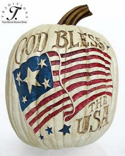 Patriotic God Bless The USA Pumpkin Pumpkin Carving Templates, Patriotic Crafts, Holiday Store, Patriotic Holidays, Fall Feels, Happy Fall Y'all, Old Glory, Patriotic Decorations, American Pride