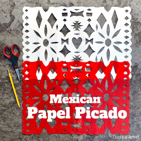 Paper Picado, Flower Paper Craft, Mexico Crafts, Mexican Papel Picado, Secret Of Success, Mexican Celebrations, Elementary Art Rooms, Mexican Christmas, Mexican Holiday