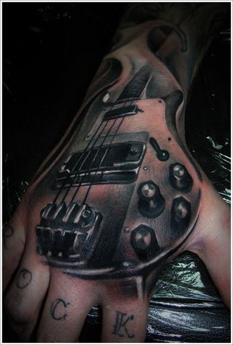 http://tattoomagz.com/amazing-ornaments-tattoos/awesome-guitar-ornaments-tattoo/ Guitar Hands, Guitar Tattoo Design, Amazing 3d Tattoos, Guitar Tattoo, 3d Tattoos, 3d Tattoo, Music Tattoo, 1 Tattoo, Music Tattoos