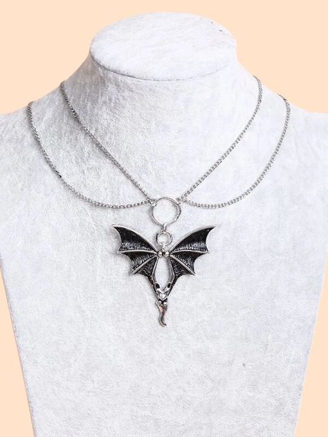 Colares Dark, Emo Necklace, Alt Jewelry, Alt Accessories, Bat Jewelry, Bat Necklace, Texture Metal, Goth Accessories, Goth Necklace