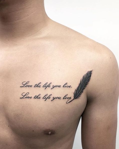 Chest Tattoo Fonts, Tattoos Torso, Chest Tattoo Quotes, Tato Salib, Tattoo Font For Men, Tattoo Quotes For Men, Tato Dada, Tatuagem Masculina Pequena, Small Chest Tattoos