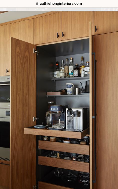 Coffee Cupboard, Bar Renovation, Small Pantry, Small Apartment Design, Coffee Corner, Wet Bar, Mini Bar, Apartment Design, Small Apartments