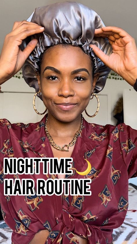 Natural Hair Night Time Routine, Night Time Hair Care Routine, Night Hair Care Routine, Natural Hair Night Routine, Curly Hair Night Routine, Night Hair Routine, Hair At Night, African American Hair Care, Night Hairstyles