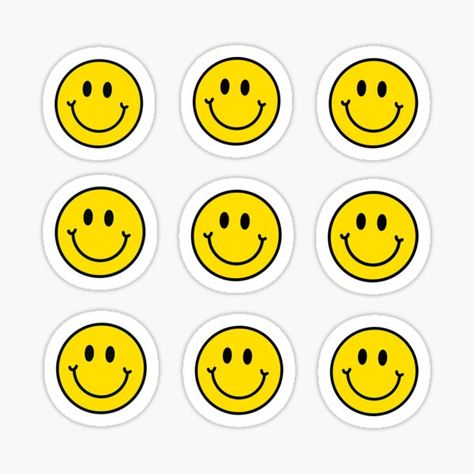 "Yellow Smiley Face Pack" Sticker by andiegras | Redbubble Bagan Temples, Yellow Smiley Face, Face Pack, Smiley Faces, Face Stickers, Journal Aesthetic, Bagan, Coloring Stickers, Sticker Collection