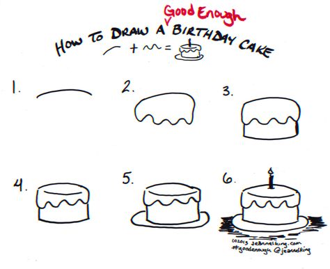 How to draw a Good Enough birthday cake - tutorial image by Jeannel King Draw A Birthday Cake, Birthday Cake Tutorial, How To Doodle, Doodle A, Birthday Doodle, Cake Drawing, Cake Simple, Cat Birthday Card, A Birthday Cake