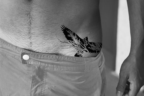 Bird and tree tattoo Page 394, Tattoo Son, Tattoo Hip, Brother Tattoos, Waist Tattoos, Neck Bones, Small Tattoos For Guys, Hip Tattoo, Tree Tattoo