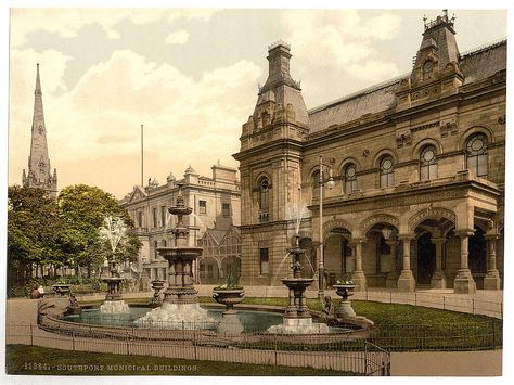 [Municipal buildings, Southport, England] (LOC) Southport England, Plymouth England, Travel Collage, Postcard Collection, Buy Wall Art, British Isles, Holiday Destinations, Old Pictures, Great Britain