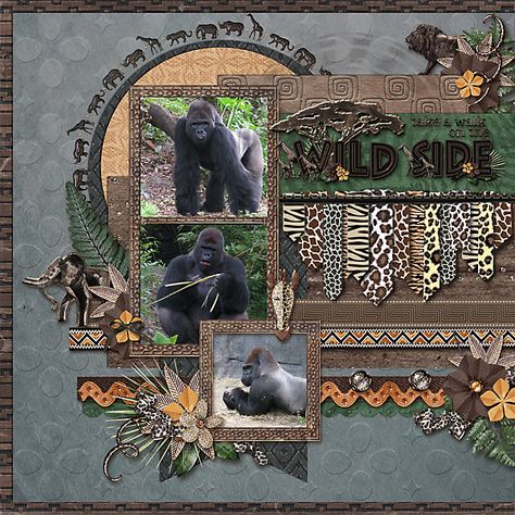 Natalie's Place Designs - Welcome To The Jungle (kit and word art) Cindy Schneider - Set 132 Template Pack Safari Scrapbook Layouts, Safari Scrapbook, Travel Scrapbook Pages, Disney Scrapbooking Layouts, Vacation Scrapbook, Disney Scrapbook Pages, Disney Animals, Welcome To The Jungle, Design Studios