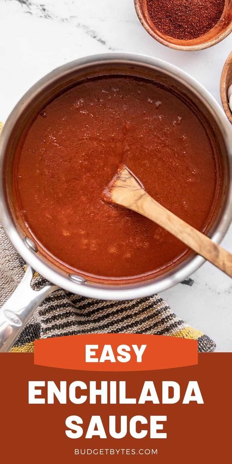 It only takes 10 minutes and a few ingredients to make this super easy homemade red enchilada sauce that is bursting with flavor. Home Made Enchilada Sauce Easy, Copycat Old El Paso Enchilada Sauce, Homemade Red Enchilada Sauce Easy, How To Make Enchilada Sauce Easy, Home Made Enchilada Sauce Red, Diy Enchilada Sauce Easy, Mild Enchilada Sauce Recipe, Enchiladas Sauce Recipe, Diy Enchilada Sauce