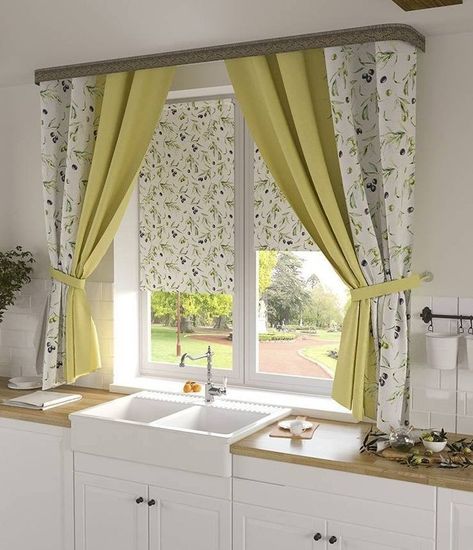 Cortinas Country, Kitchen Curtain Designs, Modern Kitchen Curtains, Curtains Living Room Modern, Curtains Decor, Curtain Styles, Curtains Home, Stylish Curtains, Homemade Decor