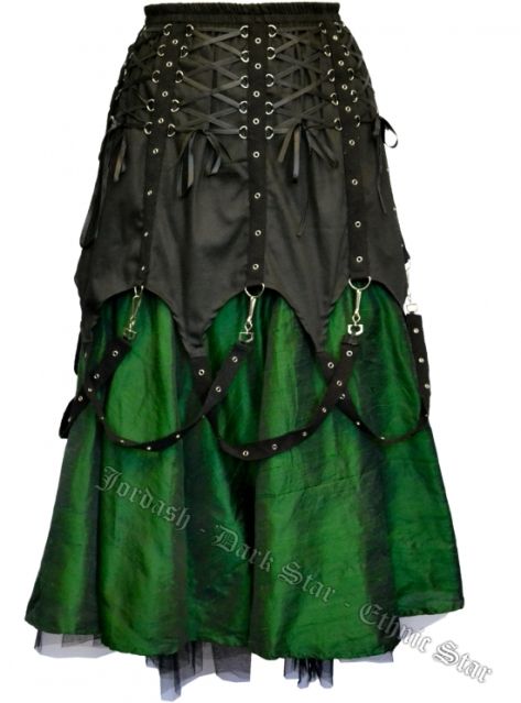 Green Punk Outfits, Green Goth Aesthetic, Green Goth, Narcissa Malfoy, Plus Size Gothic, Goth Skirt, Gothic Skirt, Green Corset, Gothic Skirts