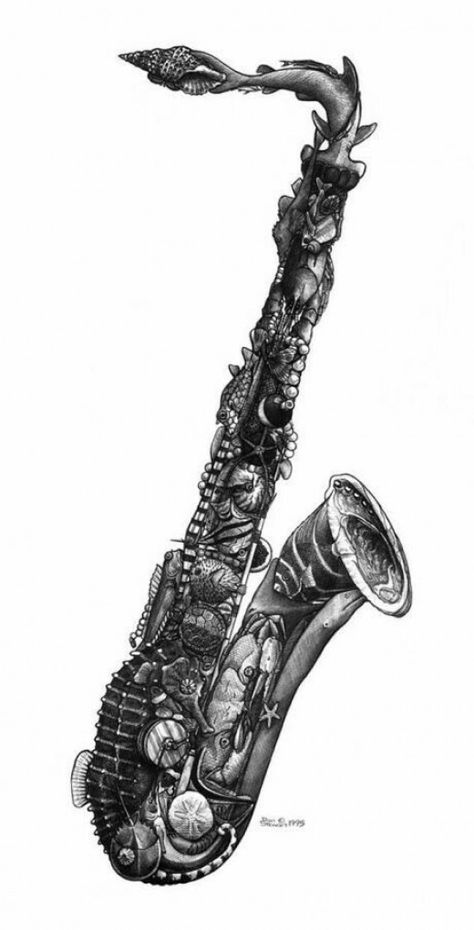 #musicalinstruments #musical #instruments #tattoo Instrument Tattoo, Instrument Aesthetic, Saxophone Art, Instrument Art, Musical Instruments Drawing, Camera Tattoos, Instruments Art, Saxophones, Makeup Organization Diy