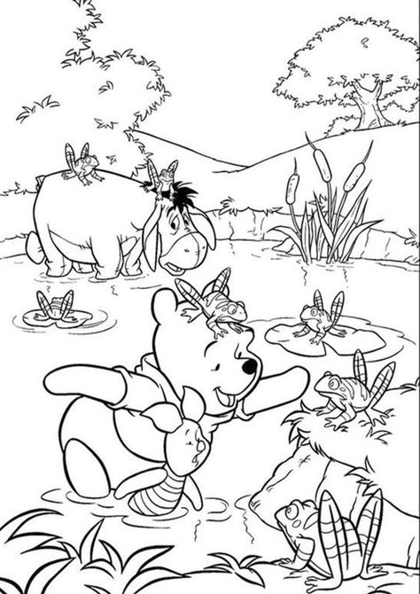 Free & Easy To Print Winnie the Pooh Coloring Pages - Tulamama Winnie The Pooh Coloring Pages, Pooh Coloring Pages, Modele Zentangle, Disney Coloring Sheets, Winnie The Pooh And Friends, Frog Coloring Pages, Winnie The Pooh Pictures, Pooh And Friends, Bear Coloring Pages