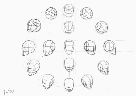 Drawing Head Angles, Drawing Tips Face, Loomis Method Head, Loomis Head, Portrait Guide, The Loomis Method, Anatomy Skeleton, Loomis Method, Planes Of The Face