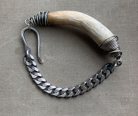 Deer Horn Jewelry, Antler Bracelet, Silver Bracelet Chain, Raw Quartz Necklace, Crystal Ball Necklace, Jewelry Rustic, Antler Jewelry, Raw Stone Jewelry, Horn Jewelry