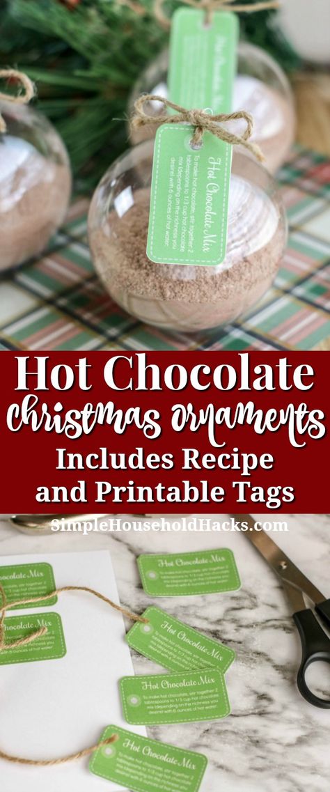 Diy Hot Chocolate Mix, Hot Cocoa Ornaments, Ornaments Diy Christmas, Chocolate Ornament, Hot Chocolate Mix Recipe, Homemade Hot Chocolate Mix, Diy Hot Chocolate, Hot Cocoa Recipe, Cocoa Recipes