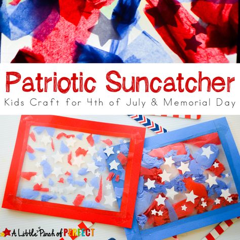 Patriotic Suncatcher, Memorial Day Crafts For Kids, Memorial Day Crafts, Labor Day Crafts, Fourth Of July Crafts For Kids, Patriotic Kids, May Crafts, November Crafts, Flag Crafts