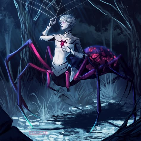 Spider Oc Monster Male, Spider Humanoid Male, Minecraft Origins, Monster Anime, Vampire Chronicles, Monster Boy, Humanoid Creatures, Spider Art, Fantasy Creatures Art