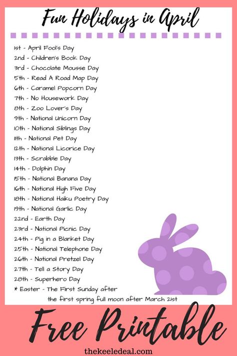 Silly National Holidays, April Days To Celebrate, April National Days 2024, April Holidays 2023, March Holidays 2024, April Holidays 2024, Special Days In April, Things To Do In April, May Holidays