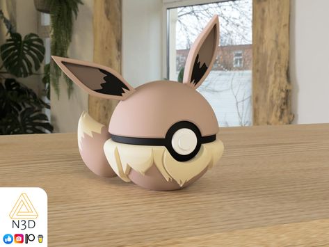 #0133 Eevee Ball by N3D Pokemon 3d Print, Pokemon Universe, Shelf Desk, Fusion 360, Cartoon Series, 3d Pen, Pocket Monsters, Printed Plates, 3d Printer