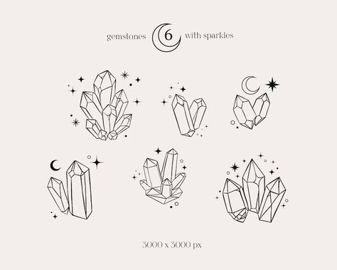 Crystal Celestial SVG Clipart Lunar Moon Magic Witch Spiritual Tattoo Logo Astrology Yoga Cosmic - Etsy Crystals Tattoo Ideas, Small Crystal Tattoo, Magical Doodles, Celestial Symbols, Spiritual Tattoo, Celestial Svg, Meaning Tattoos, Tattoo Logo, Crystal Tattoo