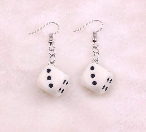 Casino Earrings, Chess Earrings, Poker Earrings, 3d Dice, Dice Accessories, Dice Necklace, Dice Earrings, Earrings Funny, Dangle Necklace