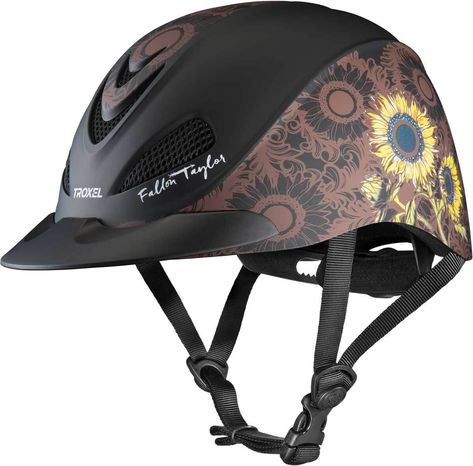 Fallon Taylor Horse Riding Helmet in Sunflower Sunflower Horse, Western Graphics, Fallon Taylor, Competition Board, Horse Riding Helmets, Horse Halters, Barrel Racing Tack, Horse Riding Clothes, Rodeo Horses